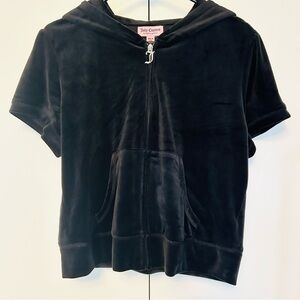 Juicy Couture Black Velvet Zip Jacket with Hood Bling XL NWT $189